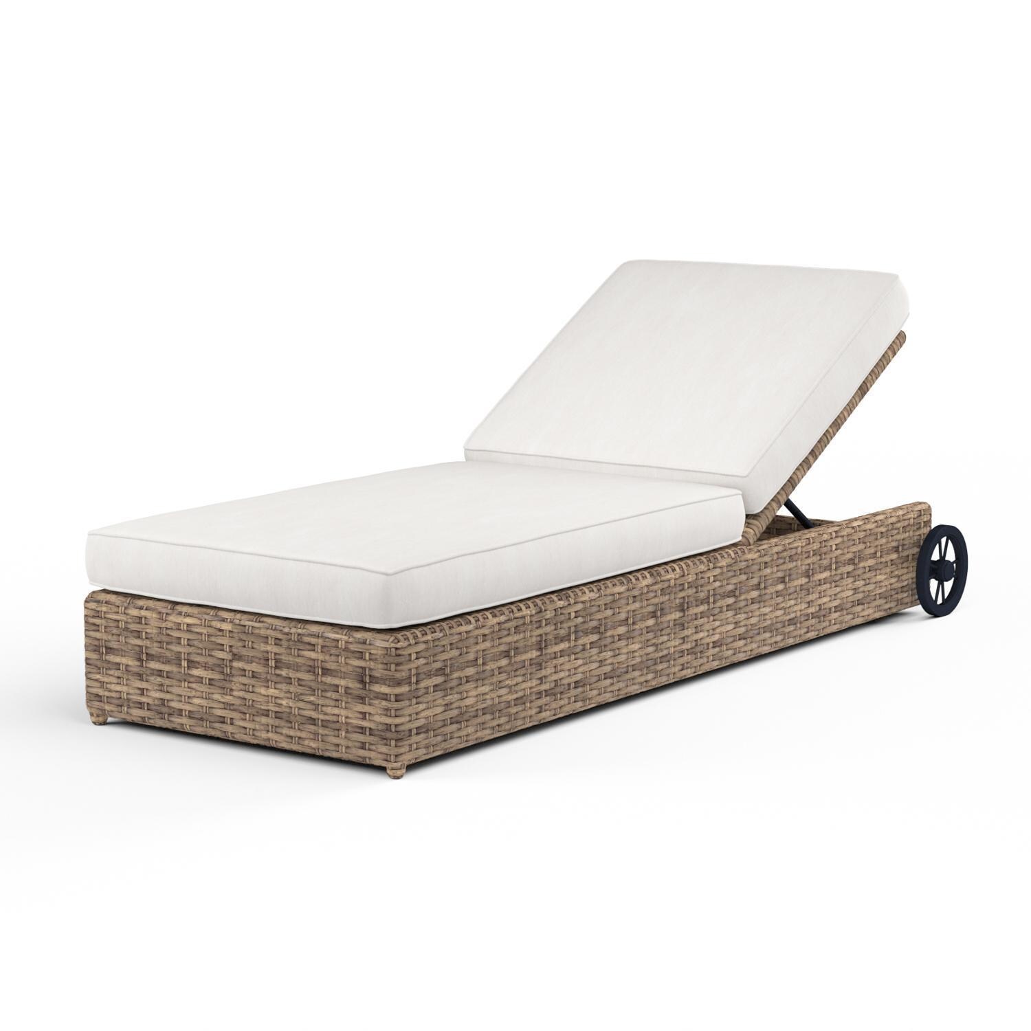 Sunset West - 1701-9-5492 - Havana Resin Wicker Adjustable Patio Chaise W/ Sunbrella Canvas Flax Cushions thumbnail