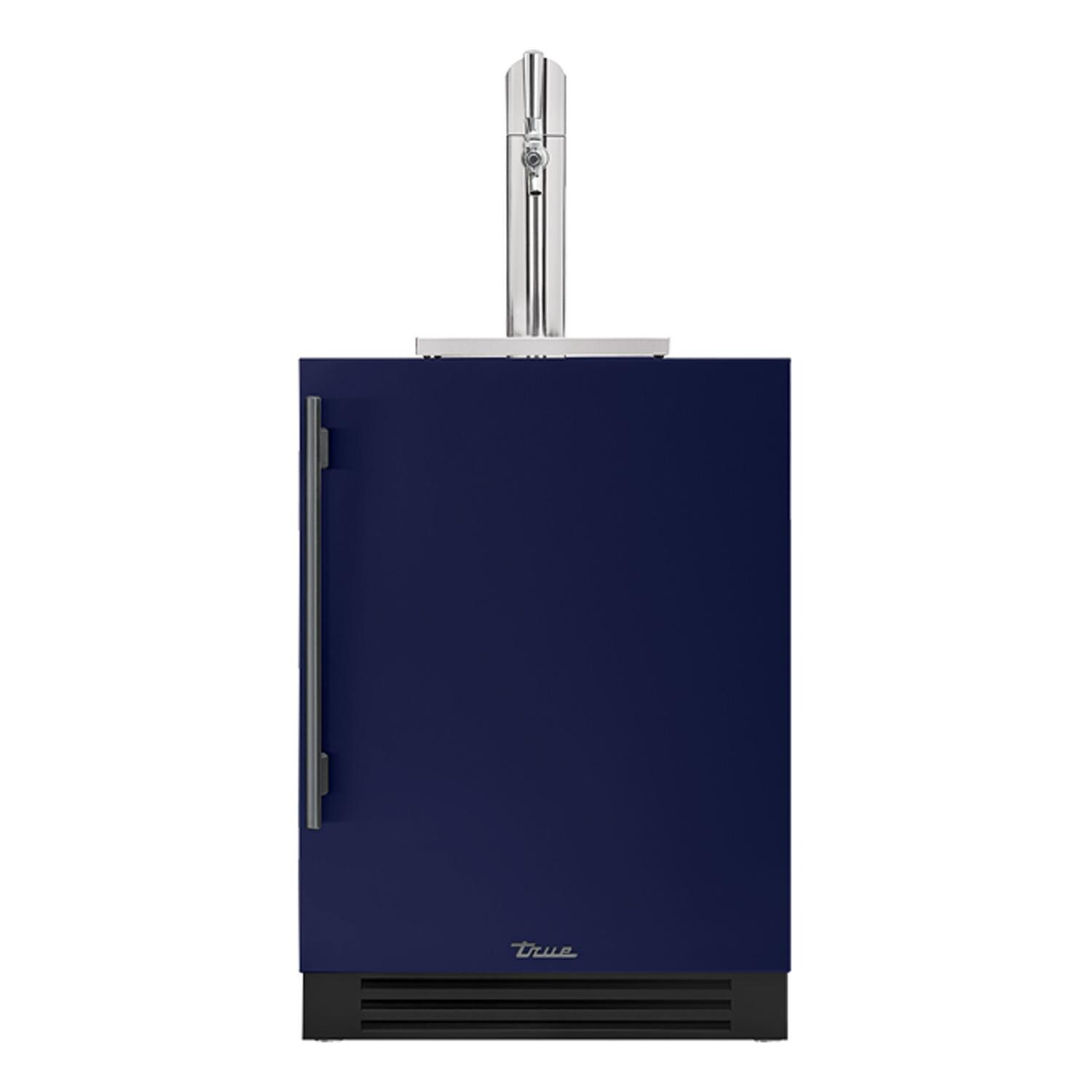 True 24 Inch Right Hinge Outdoor Single Tap Beverage Dispenser - Cobalt w/ Pewter Handle - TUR-24BD-R-OP-C~DSK-078-H05
