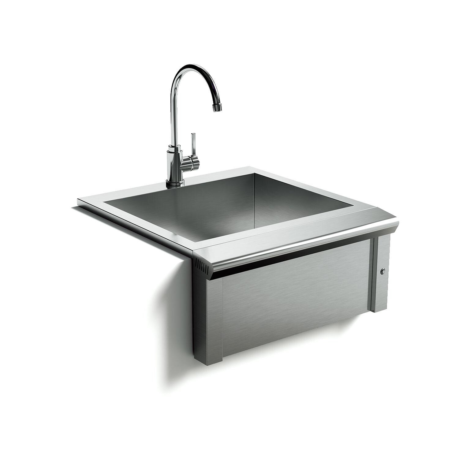 XO Appliance XOG24SINK Pro-Grade 24-Inch Outdoor Stainless Steel Apron Sink & Faucet  - White Background thumbnail