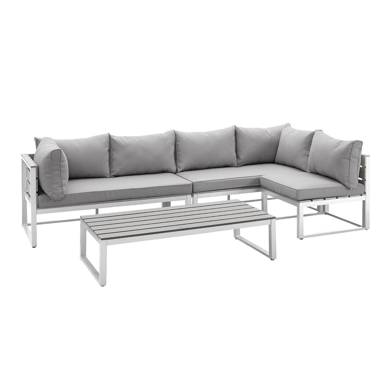 Ultimate Patio Resort Bay 4 Piece Aluminum Patio Sectional Set W/ Gray Cushions - Full Set thumbnail