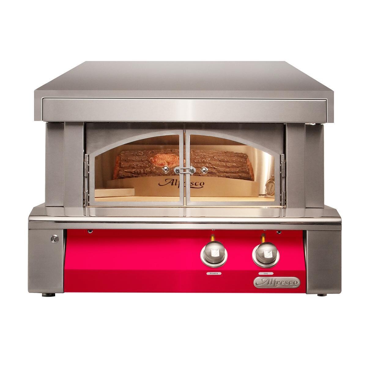 Alfresco AXE-PZA-NG-S3027 30 Inch Countertop Natural Gas Outdoor Pizza Oven Plus in Raspberry Red - White Background thumbnail