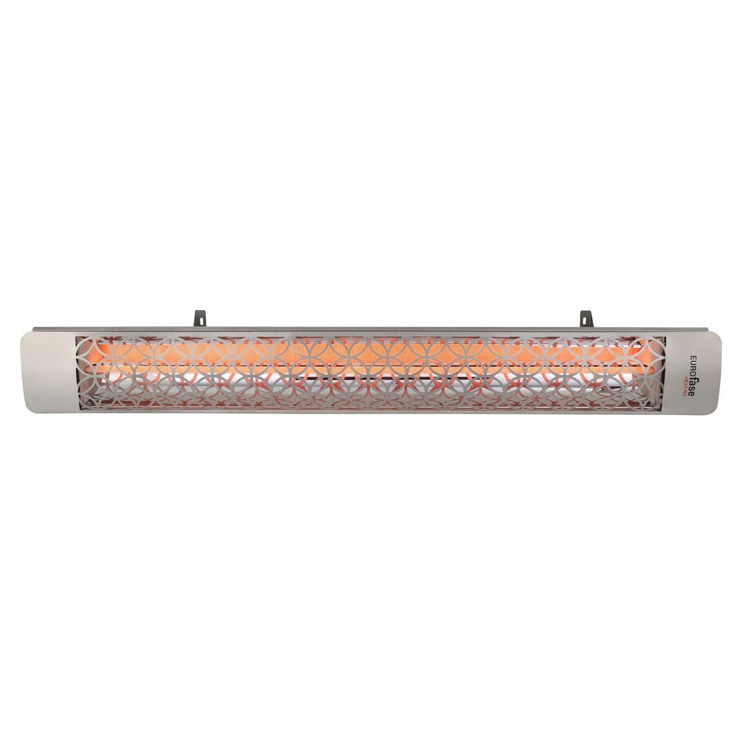 Eurofase EF30480S2 Clover Series 61 Inch 3000 Watt Single Element Marine Grade 480V Electric Patio Heater in Stainless Steel - Tilted Down - Front View - White Background thumbnail