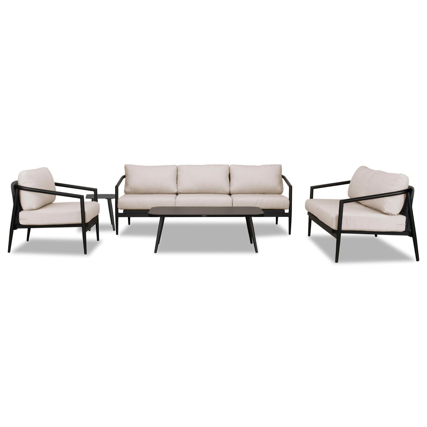 Lakeview Midnight Cove 5 Pc Aluminum Sofa Seating Set in Black/Carbon/Cast Silver - Front - White Background thumbnail
