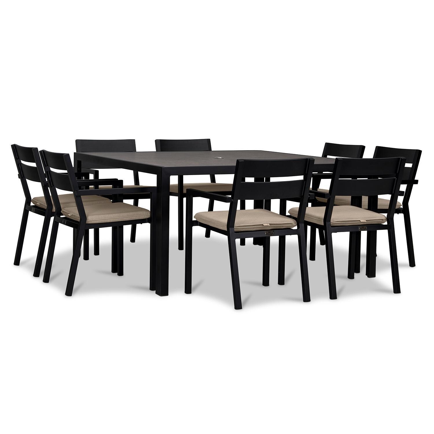 Calm Bay 9 Pc Square Dining Set in Black/Heather Beige by Lakeview - White Background 2 thumbnail