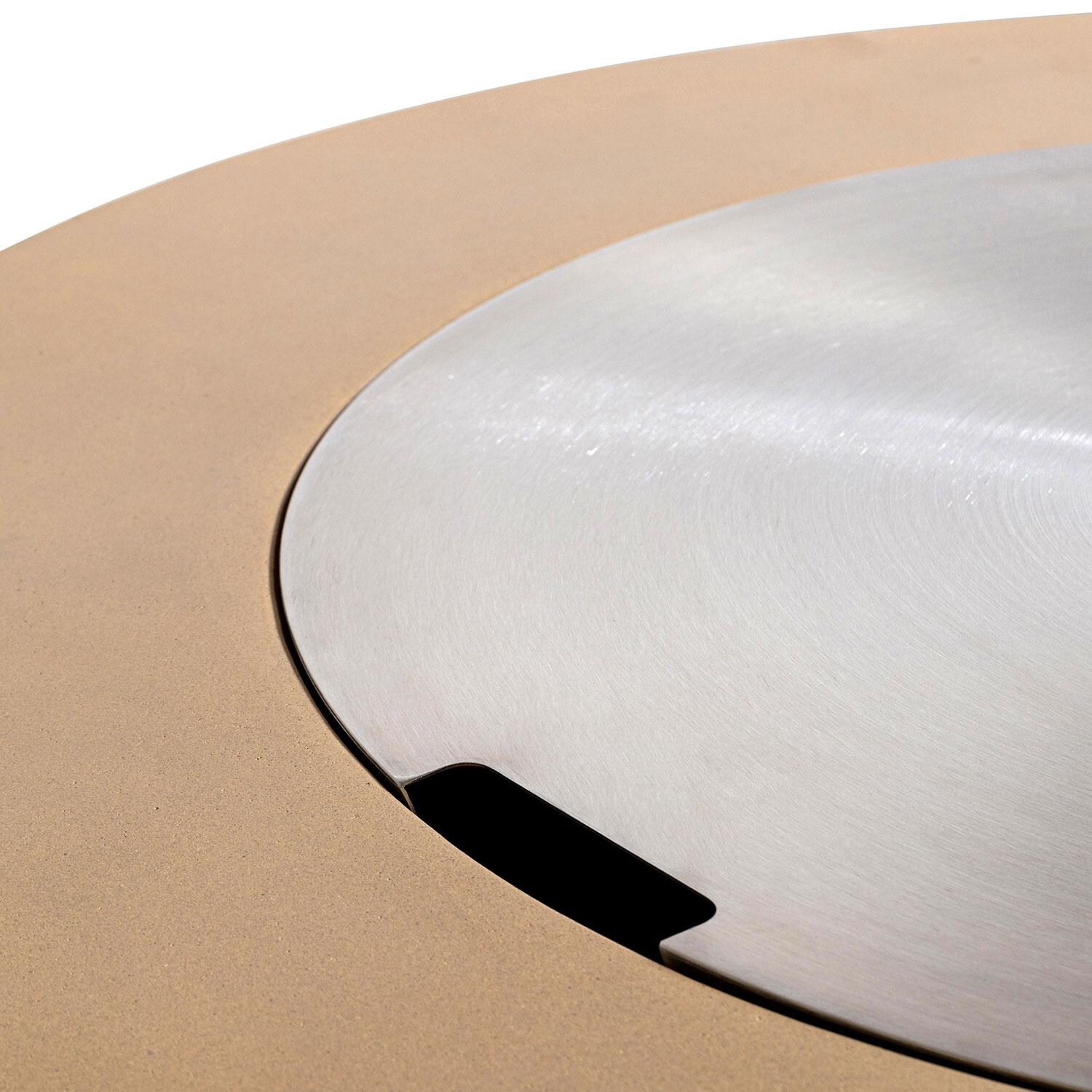 Glenwood 42-in Round Concrete Propane Gas Fire Pit w/ Hidden Propane Tank in Sand by Lakeview Outdoor Designs - Burner Lid - Detail thumbnail