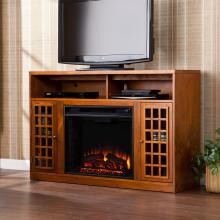 Southern Enterprises Narita 48-Inch Electric Fireplace Media Console W/ Infrared Heater - Glazed Pine - FI9302 image