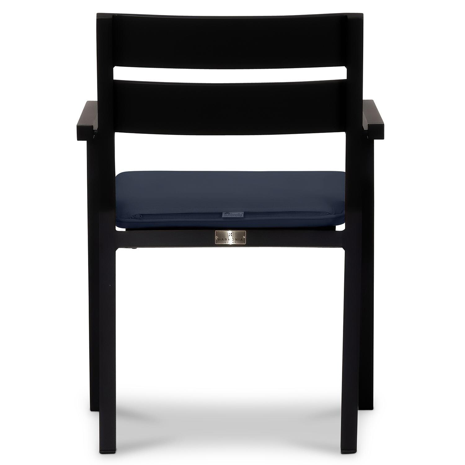 Calm Bay Aluminum Dining Arm Chair in Black/Spectrum Indigo by Lakeview Outdoor Designs - Back - White Background thumbnail