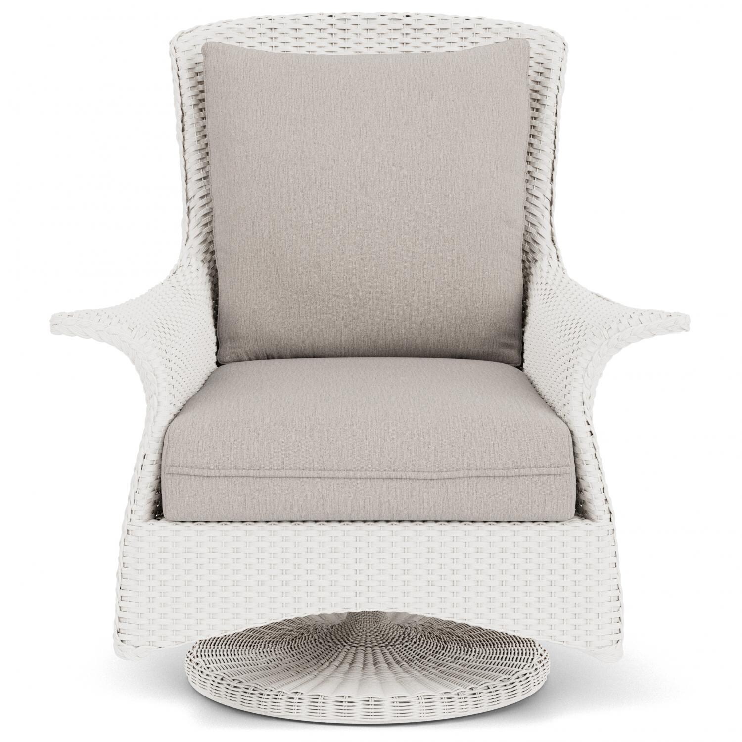 Lloyd Flanders Mandalay Swivel Rocker Lounge Chair in White Finish with Remy Cloud fabric thumbnail