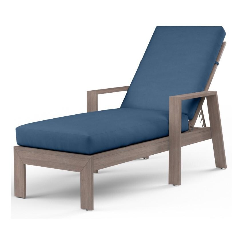 Laguna Aluminum Chaise Lounge w/ No Welt in Driftwood/Spectrum Indigo by Sunset West - White Background thumbnail