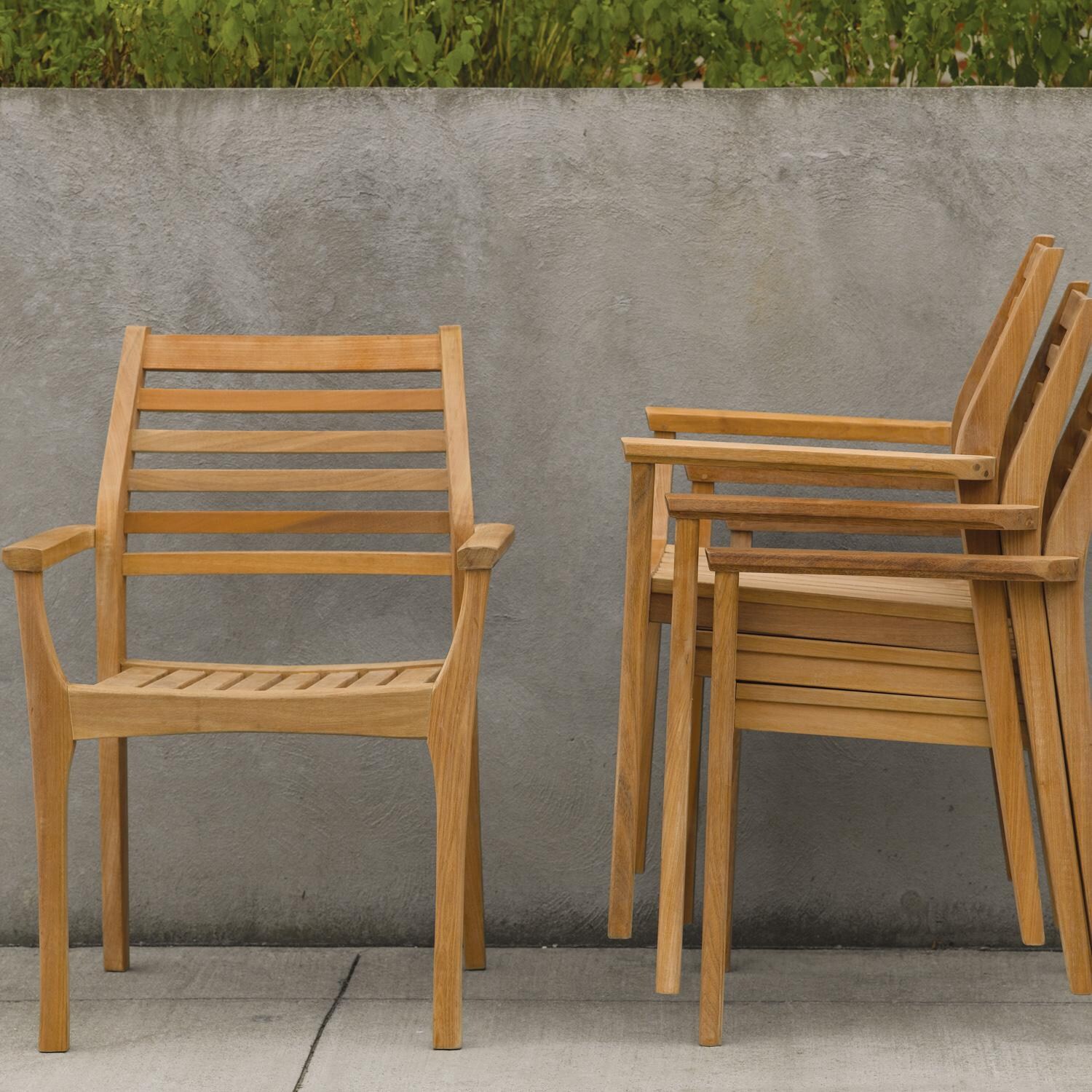 Oxford Garden Mera 2 Pc Natural Teak Stacking Dining Chair - Stacking thumbnail