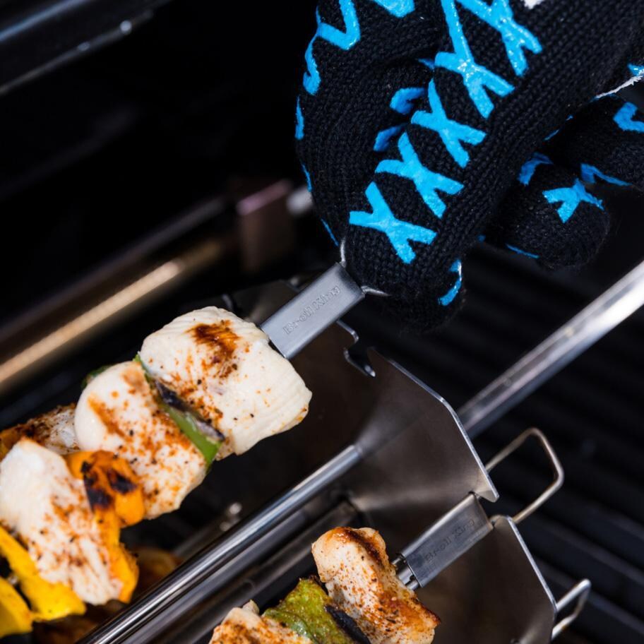 Broil King Stainless Steel Rotisserie Skewers - 64838 - With Food - White Background thumbnail