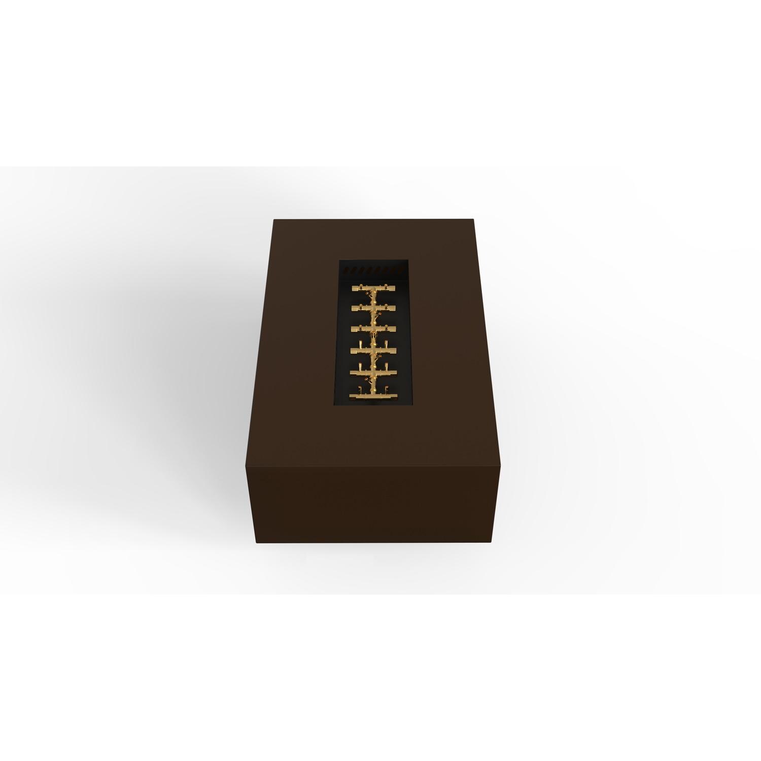 AON 48 x 30 Inch Rectangular Powder Coated Steel Natural Gas Fire Pit Table W/ Mercury Ignition in Bronze By Warming Trends - Top Angled View - White Background thumbnail