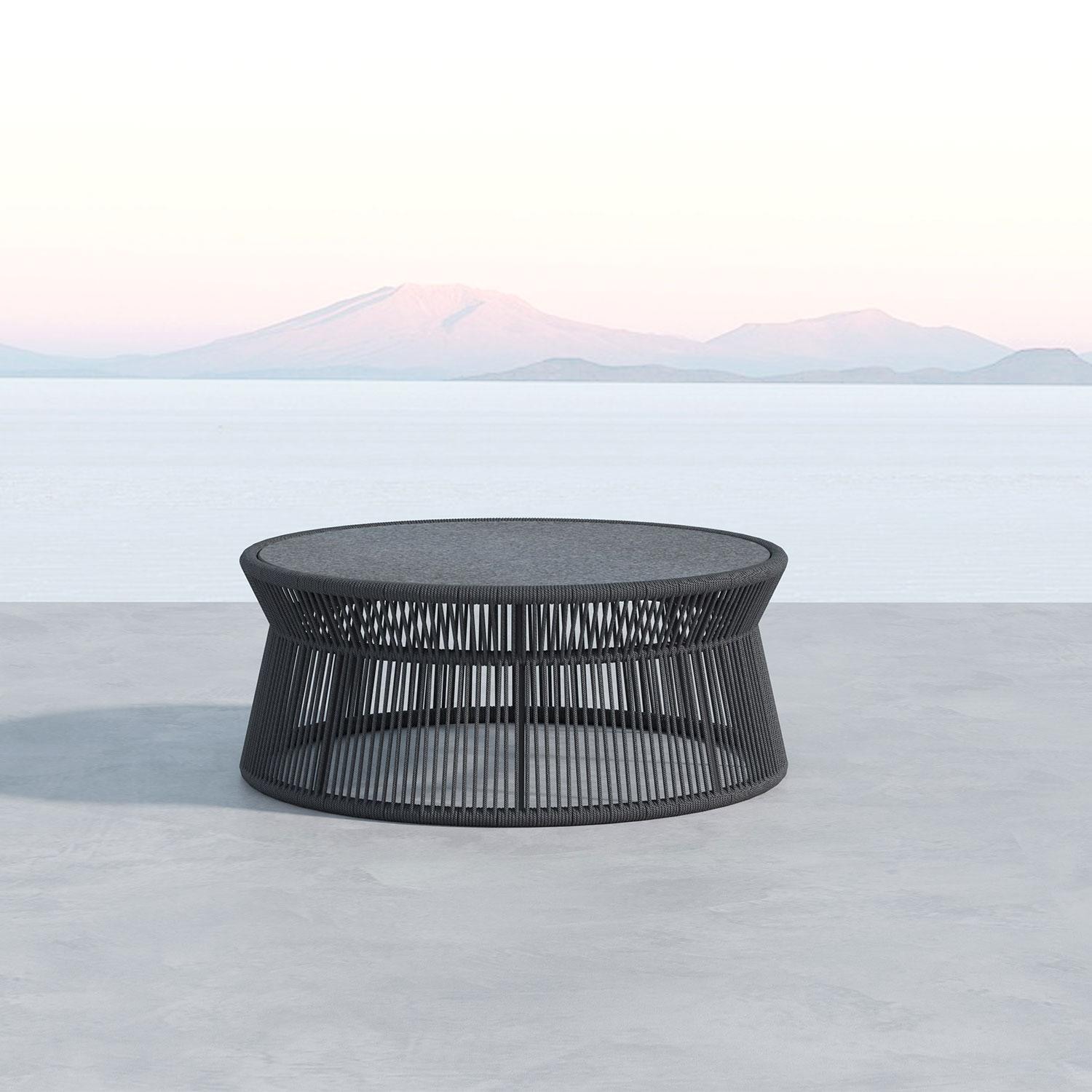Sunset West - 4101-CT - Milano 41-Inch Round Patio Coffee Table W/ Honed Absolute Granite Insert Top - Lifestyle thumbnail