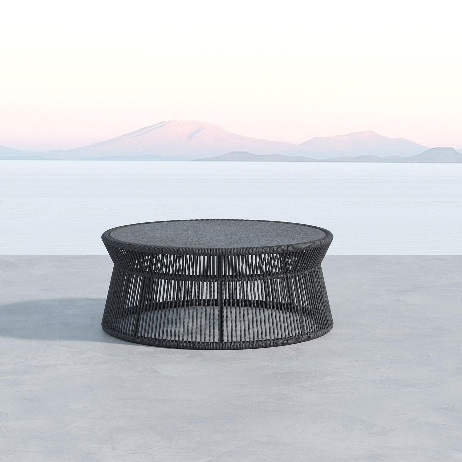 Sunset West - 4101-CT - Milano 41-Inch Round Patio Coffee Table W/ Honed Absolute Granite Insert Top - Lifestyle thumbnail