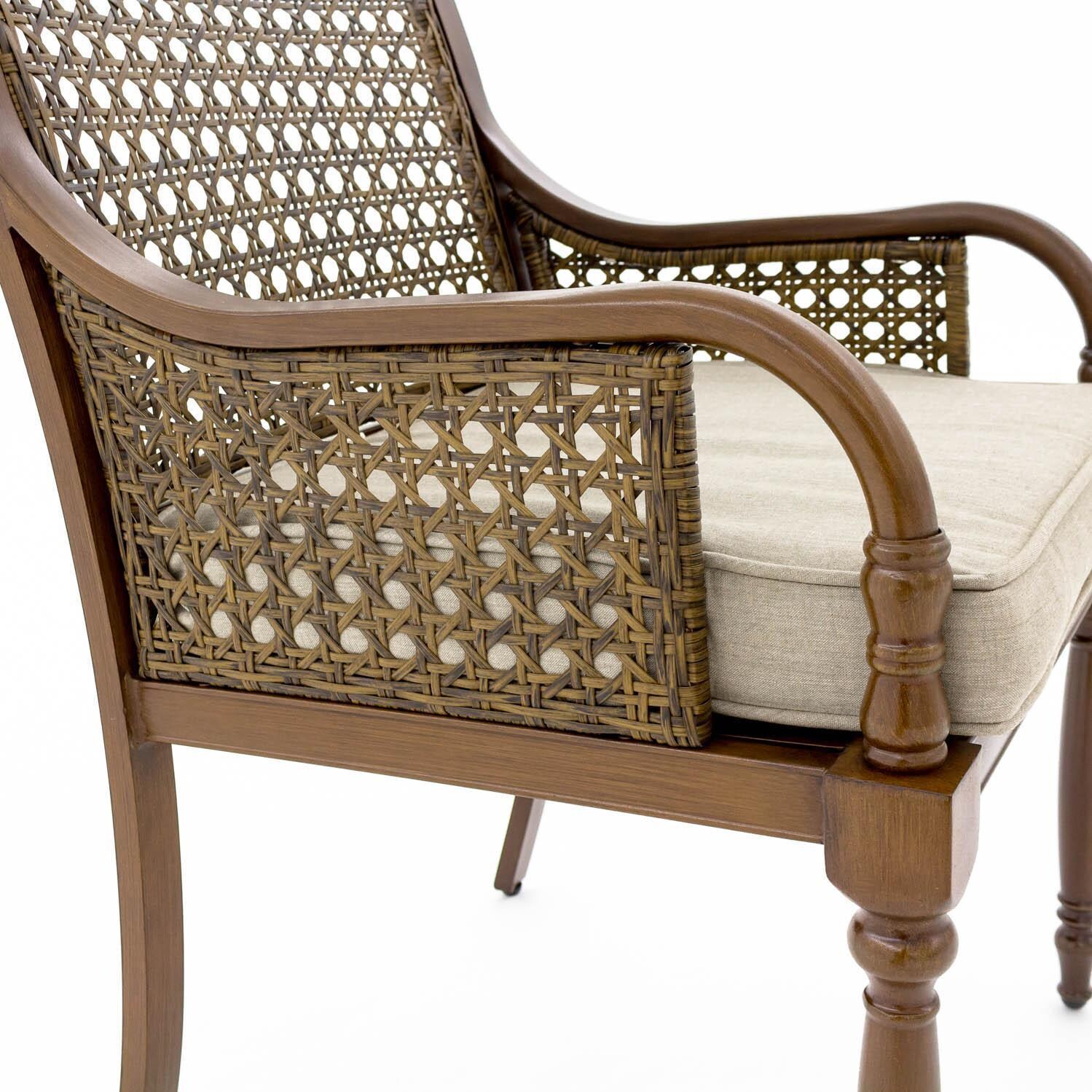 Arabella Aluminum Dining Chair W/ Sunbrella Cast Ash Cushion - Side Detail thumbnail