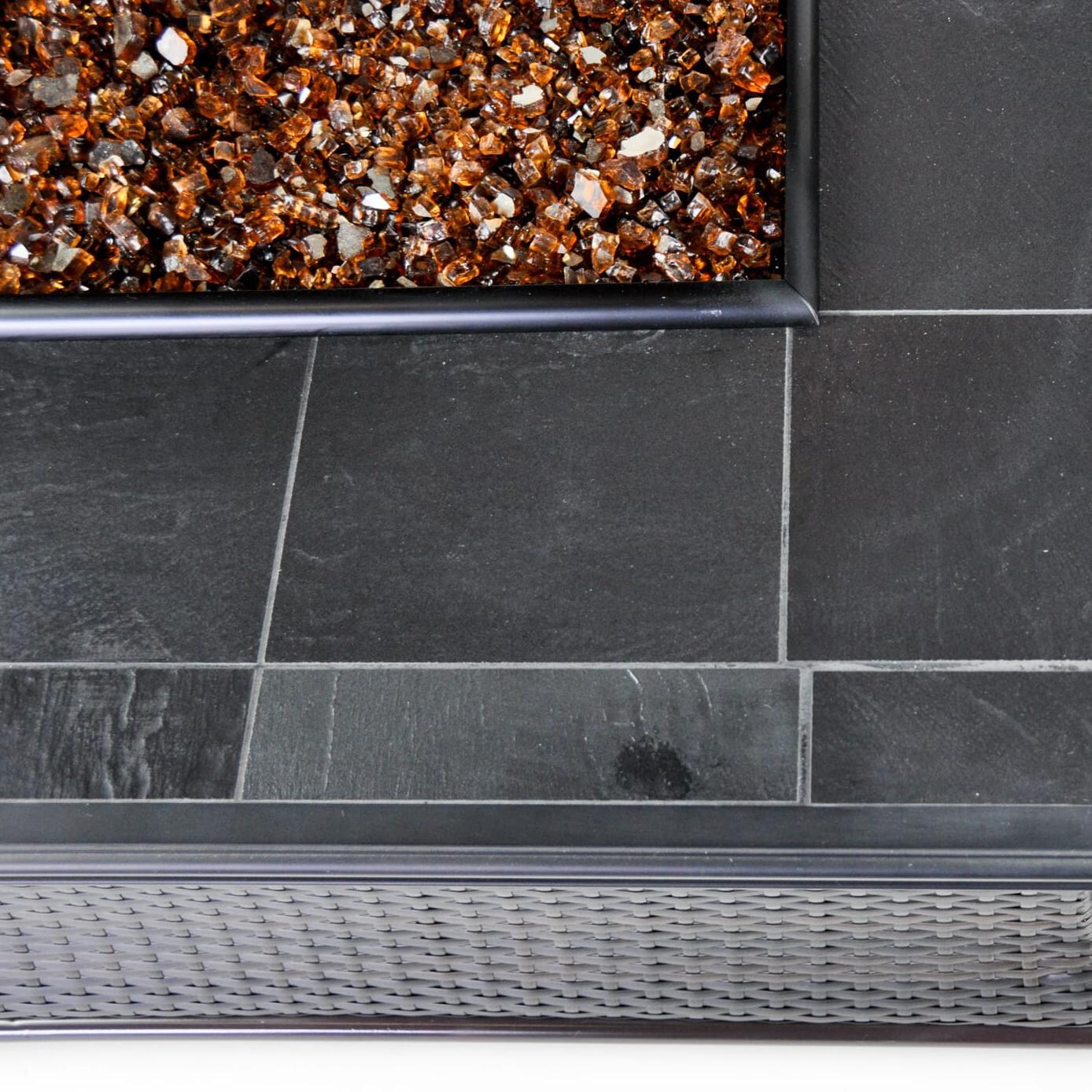 Tretco 44-Inch Spring Hill Square Wicker Fire Pit Table - Dark Brown W/ Tile Top - Detail thumbnail