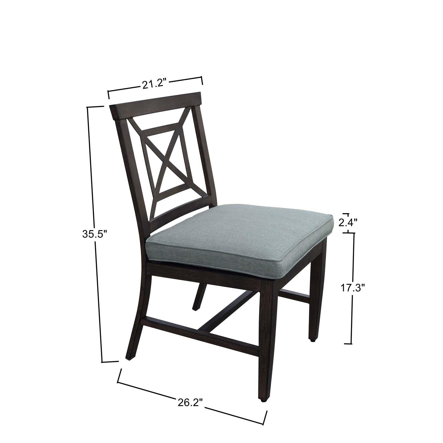 Atlantis 13 Pc Aluminum Dining Set in Walnut/Spa by Darlee - Chair - Dimensional thumbnail