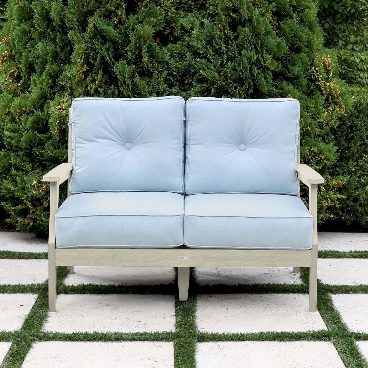 Blushing Bay 2 Person Recycled Plastic Loveseat in Bliss Dew/Whitewash by Lakeview Outdoor Designs - Lifestyle thumbnail