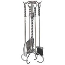 UniFlame 5-Piece Stainless Steel Fireplace Tool Set With Ring And Twist Handles - F-7703 image