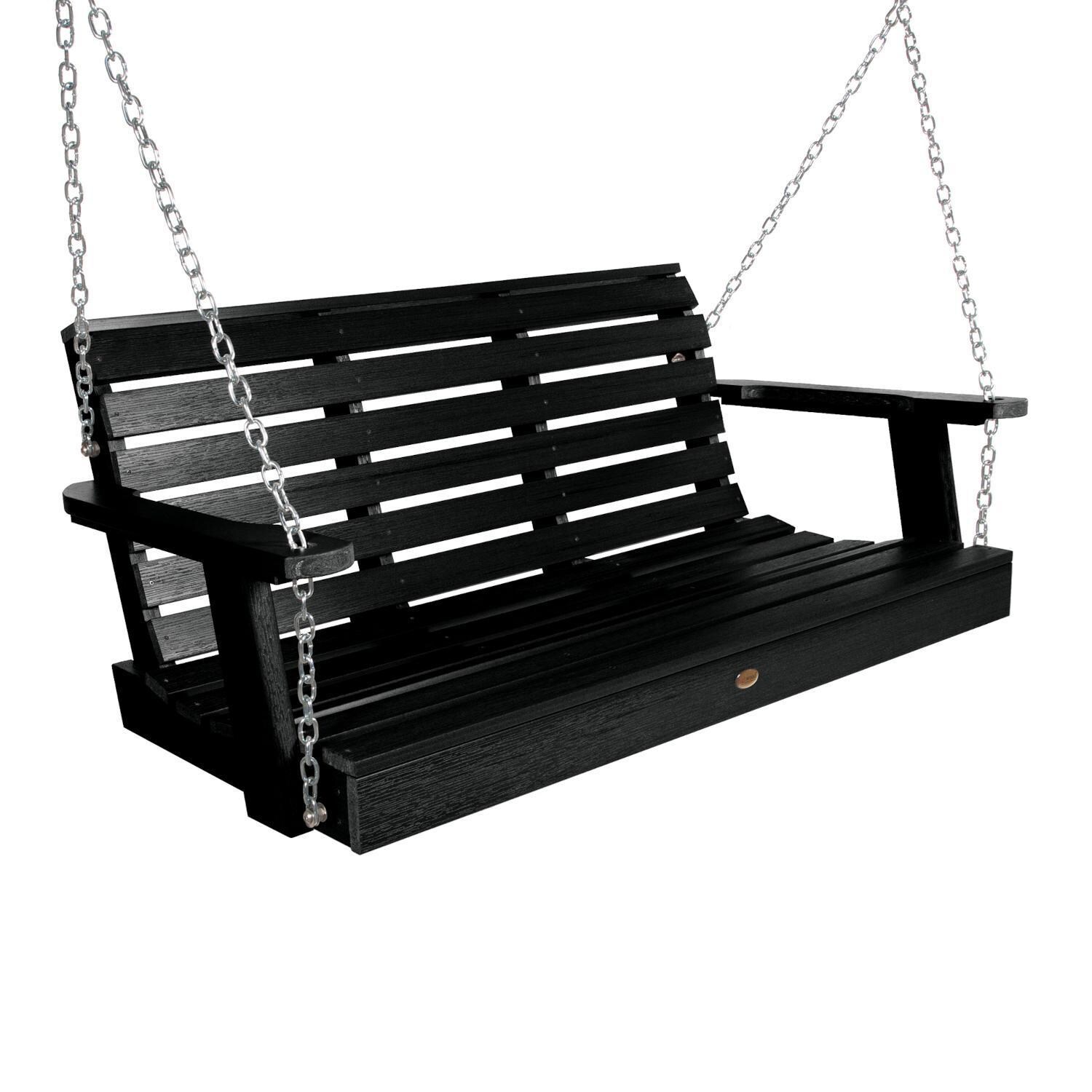 Lakeview Elm Pointe 4-Foot Porch Swing - Black - Angled View thumbnail