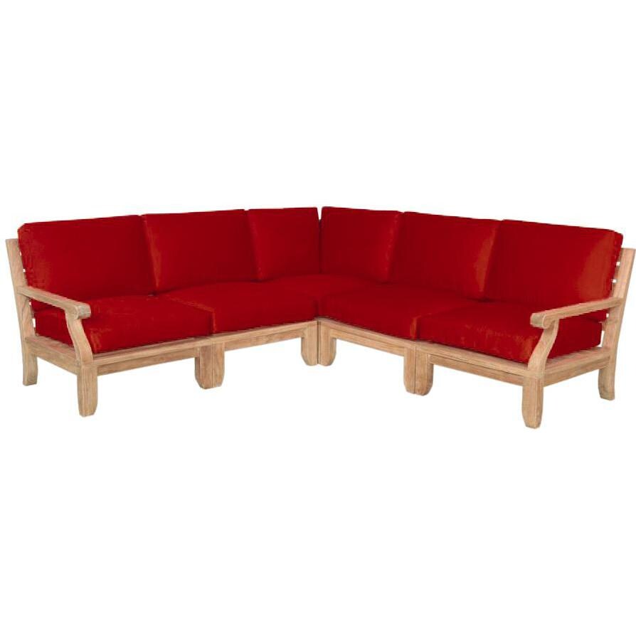 Anderson Teak Riviera Luxe Teak 5 Person Patio Sectional Set Bbqguys