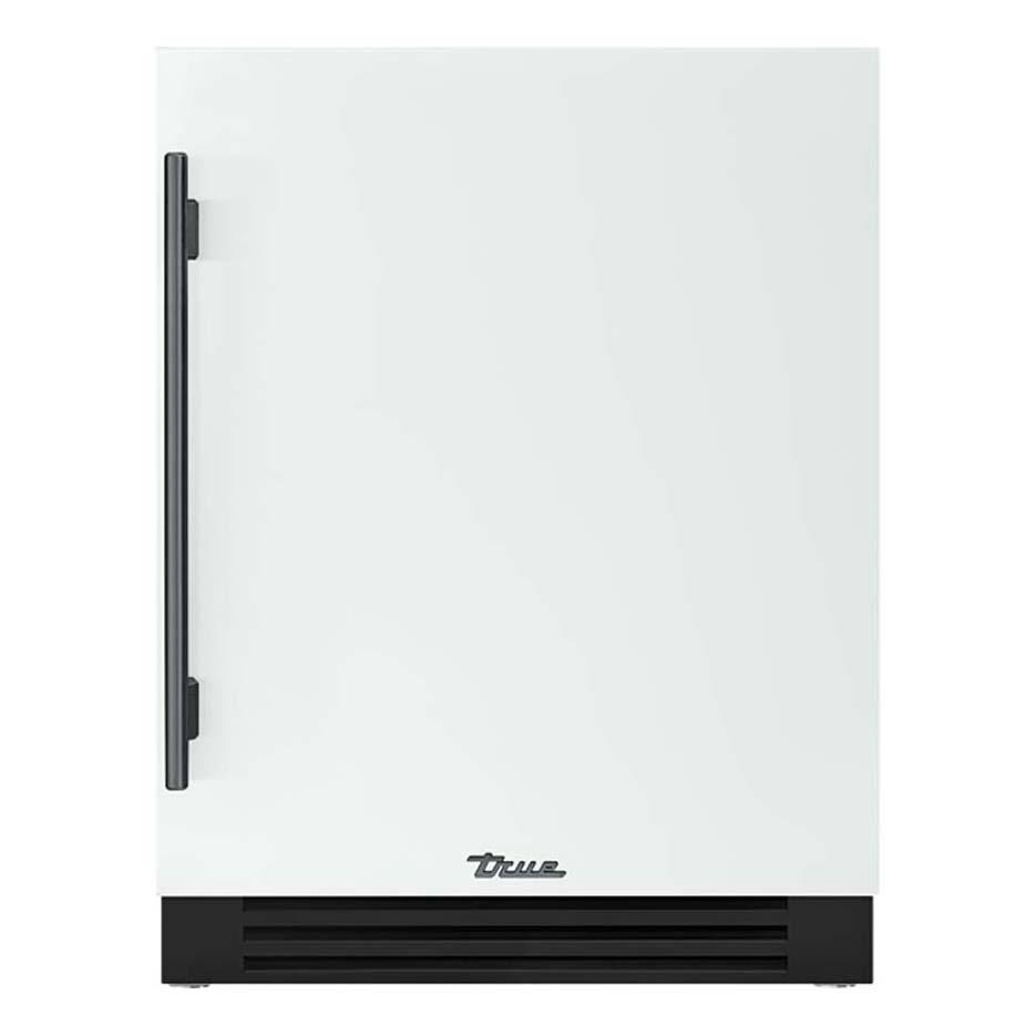 True TUWADA-24-RS-A~030-H05 ADA Height 24 Inch 40 Bottle Right Hinge Outdoor Wine Cabinet - Matte White w/ Pewter Handle - White Background thumbnail