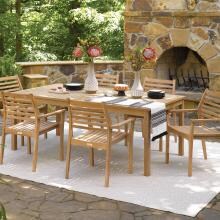Hampton 7 Piece Natural Shorea Patio Dining Set W/ 76 X 40 Inch Table By Oxford Garden