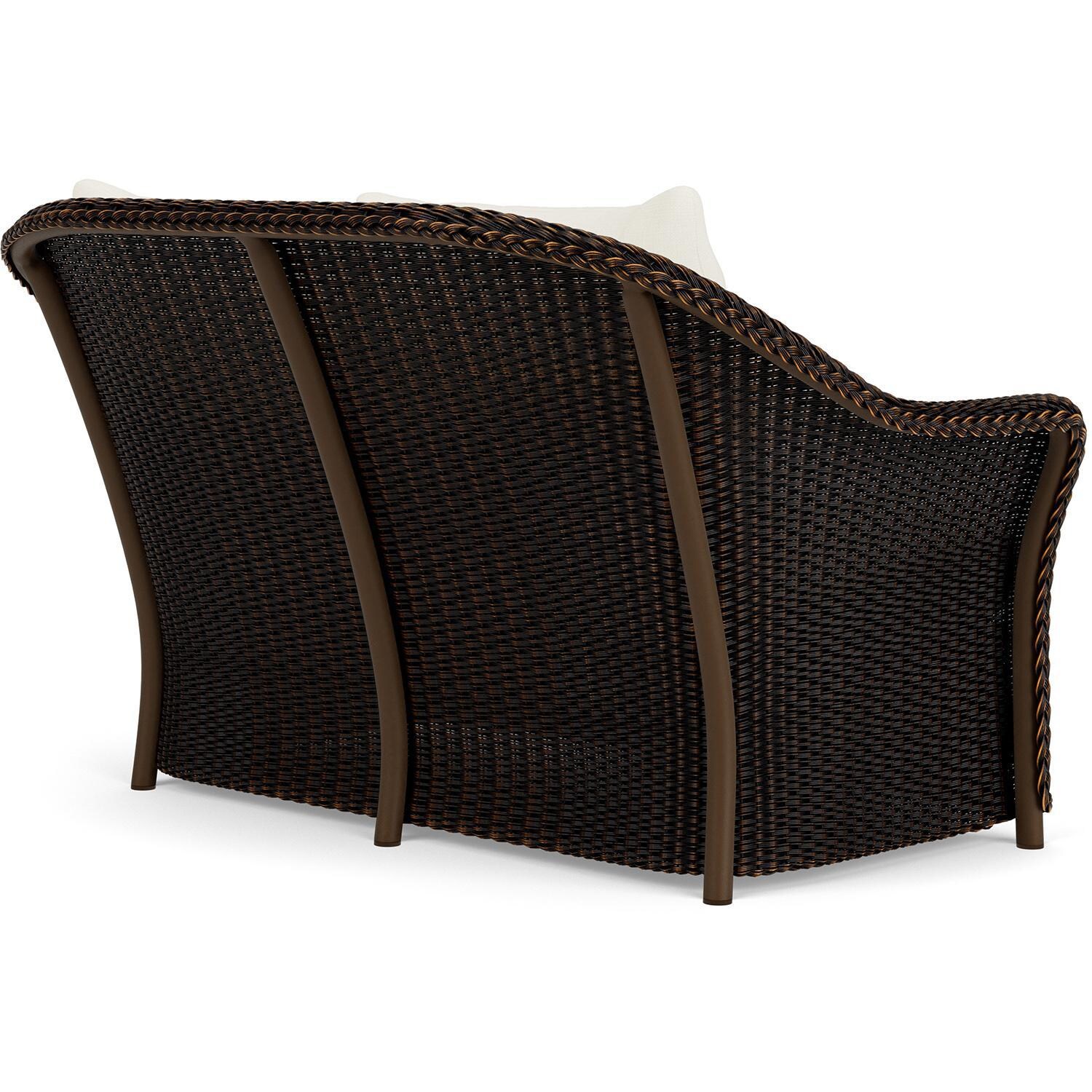 Lloyd Flanders Weekend Retreat Loveseat in Mink Finish W/ Sailcloth Salt Fabric - Back Right thumbnail