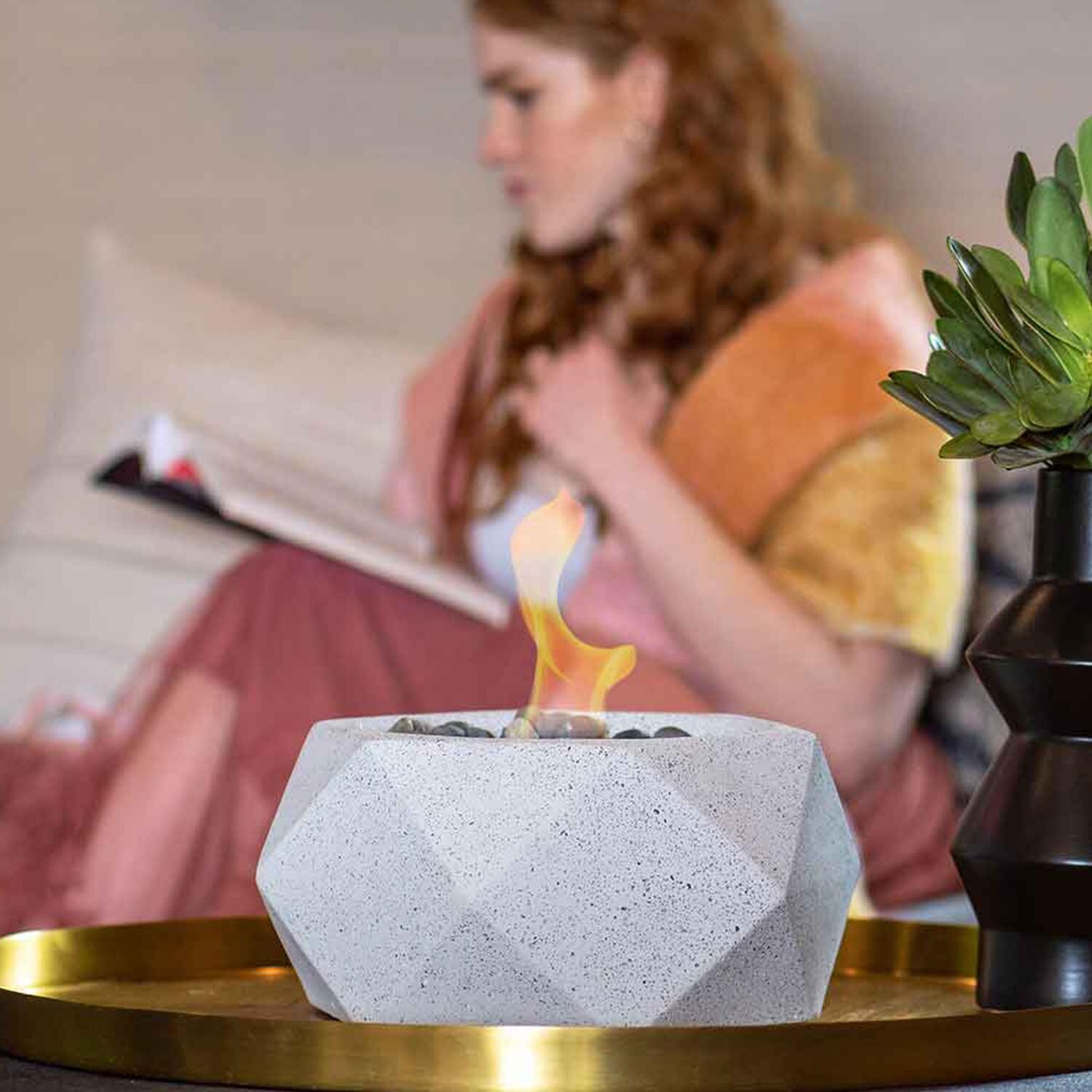 TerraFlame Geo Table Top Fire Bowl - Graphite - Lifestyle thumbnail