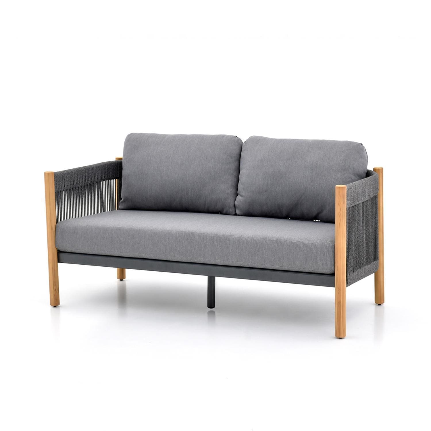 Madison Bay 5 Pc Seating Set W/ Grey Cushions in Wood By Lakeview Outdoor Designs - Sofa Angled - White Background thumbnail
