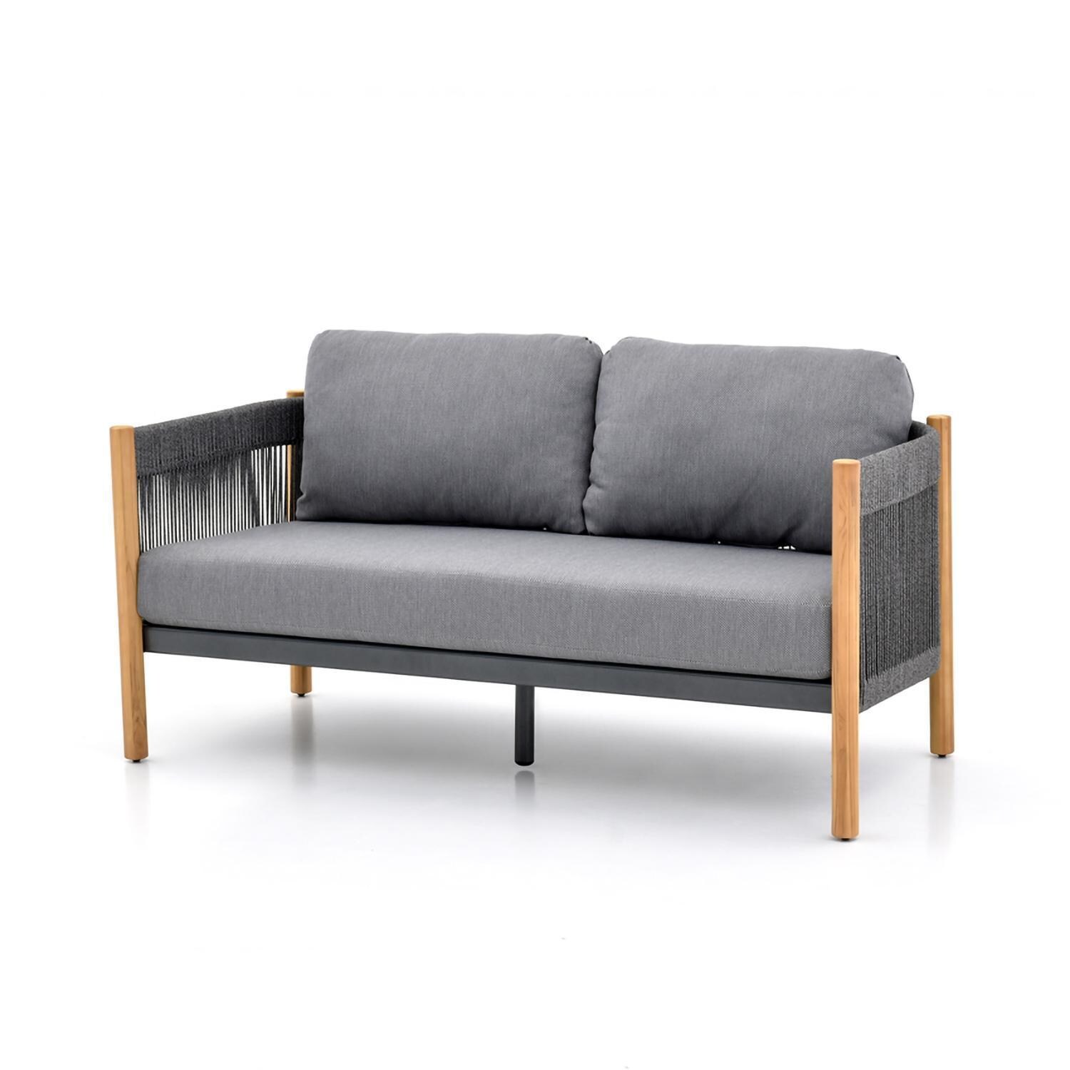 Madison Bay 5 Pc Seating Set W/ Grey Cushions in Wood By Lakeview Outdoor Designs - Sofa Angled - White Background thumbnail