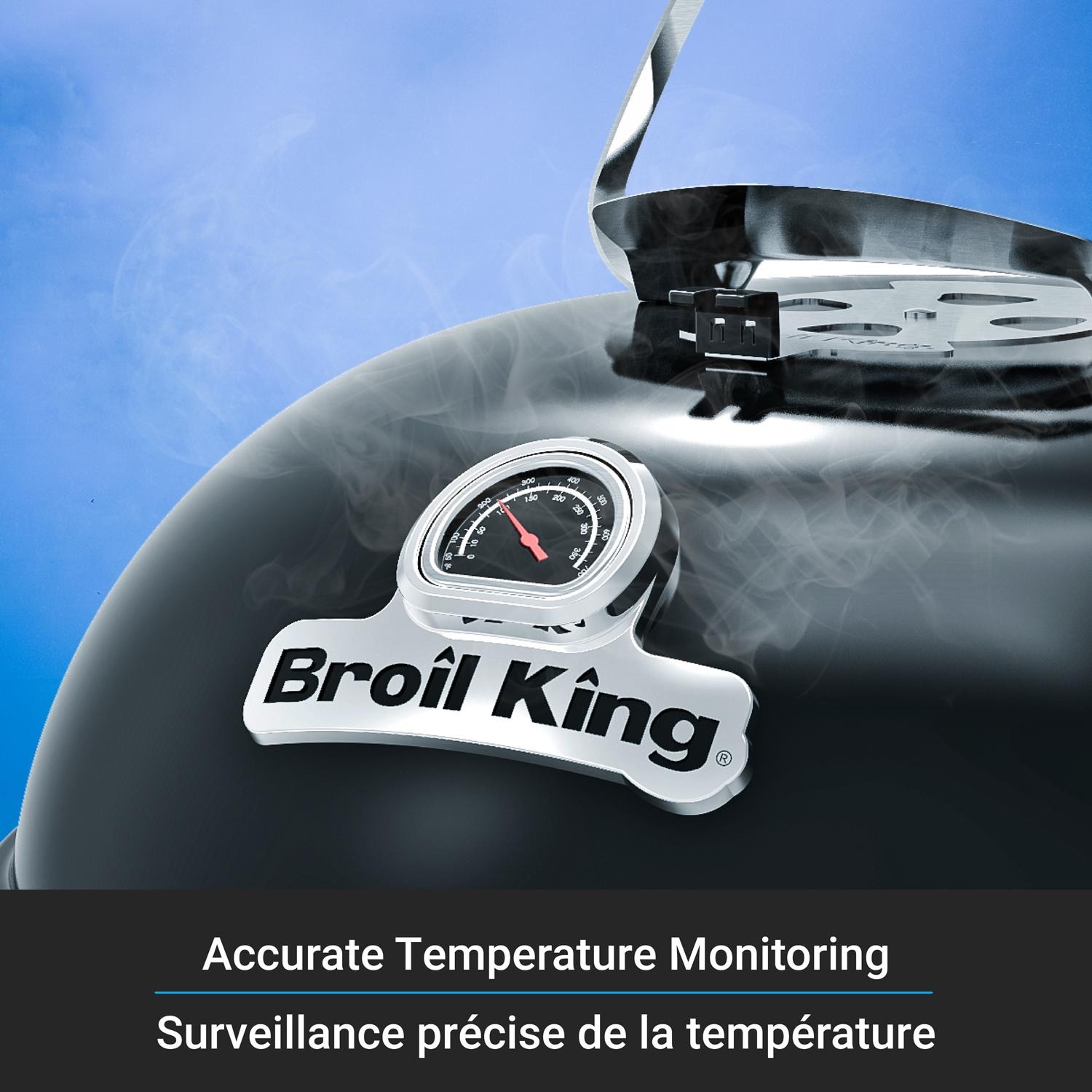 Broil King 401110B Kettle 22 1/2-in Crown Charcoal Grill - Black - Accurate Temperature Monitoring - Detail thumbnail