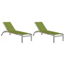 Argento 2 Piece Aluminum Patio Chaise Lounge Set W/ Tekwood Natural Side Rails By Oxford Garden - Go Green Sling