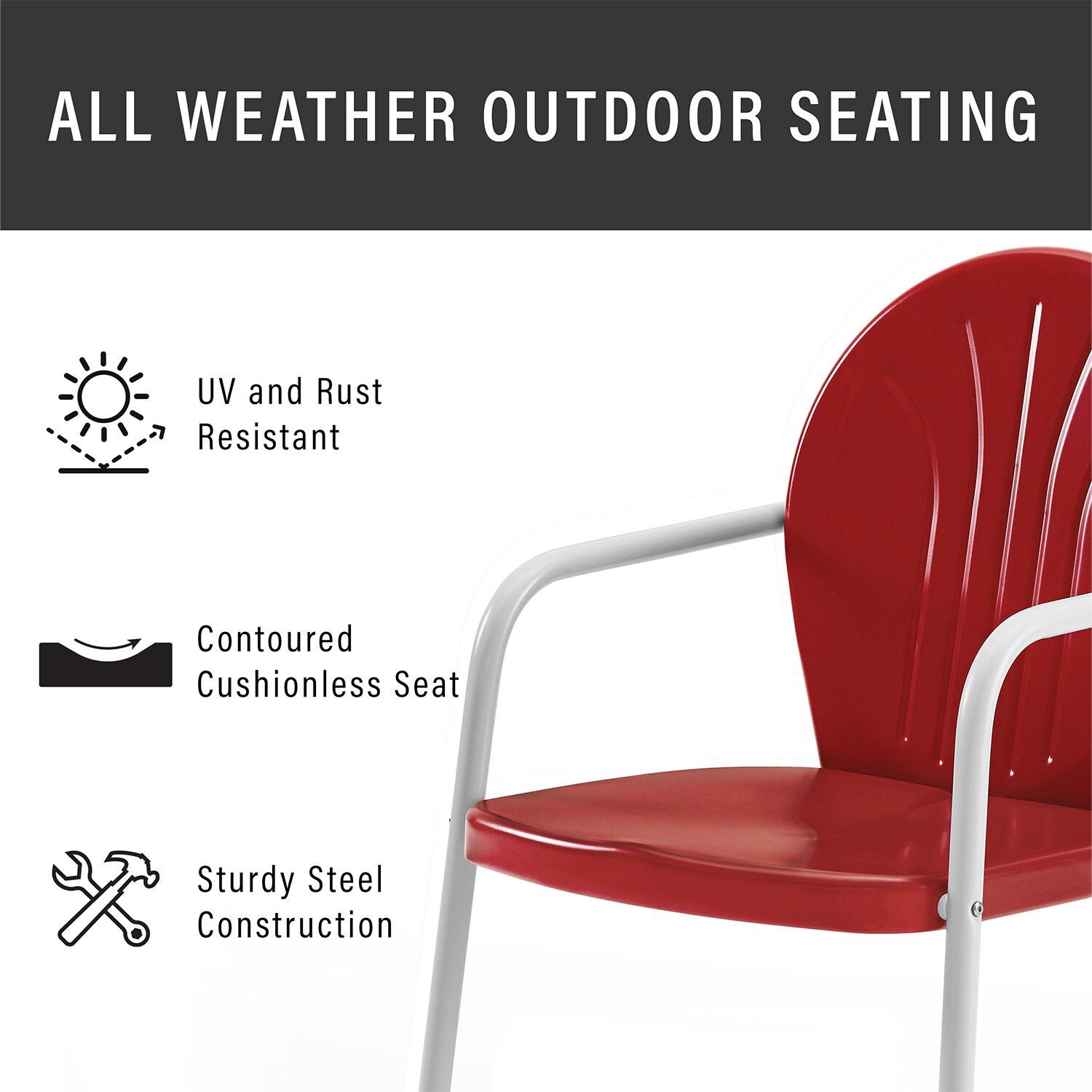 Ultimate Patio UP-32241RE 3Pc Retro Outdoor Bistro Set in Red Gloss - Weather Resistant - Diagram thumbnail