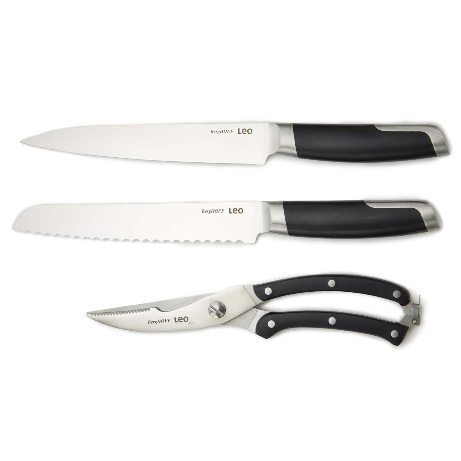 BergHOFF Leo Graphite 3 Pc Stainless Steel Forged Cutlery Set - Black - White Background thumbnail