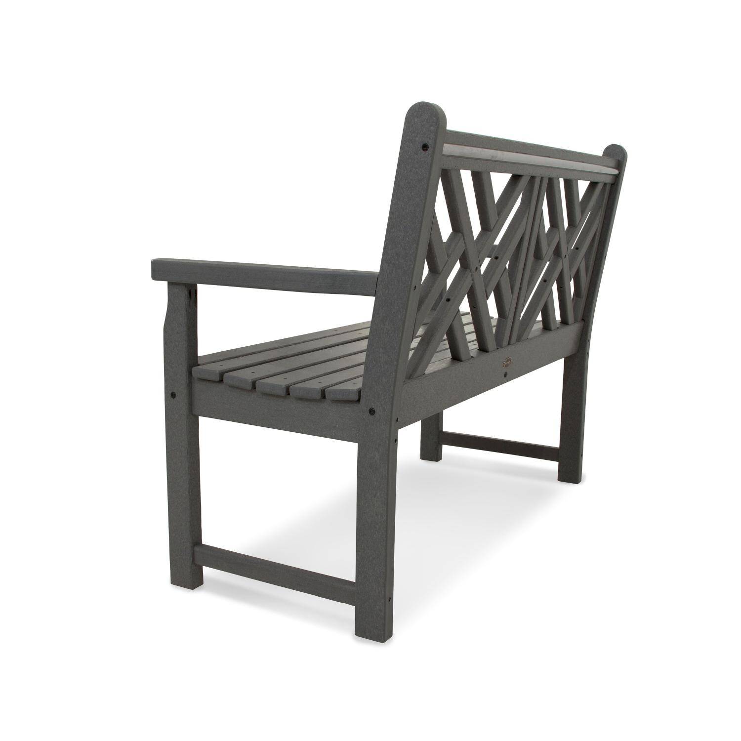 Chippendale Slate Gray Recycled Plastic Wood 48 Inch Patio Bench By Polywood Bbqguys