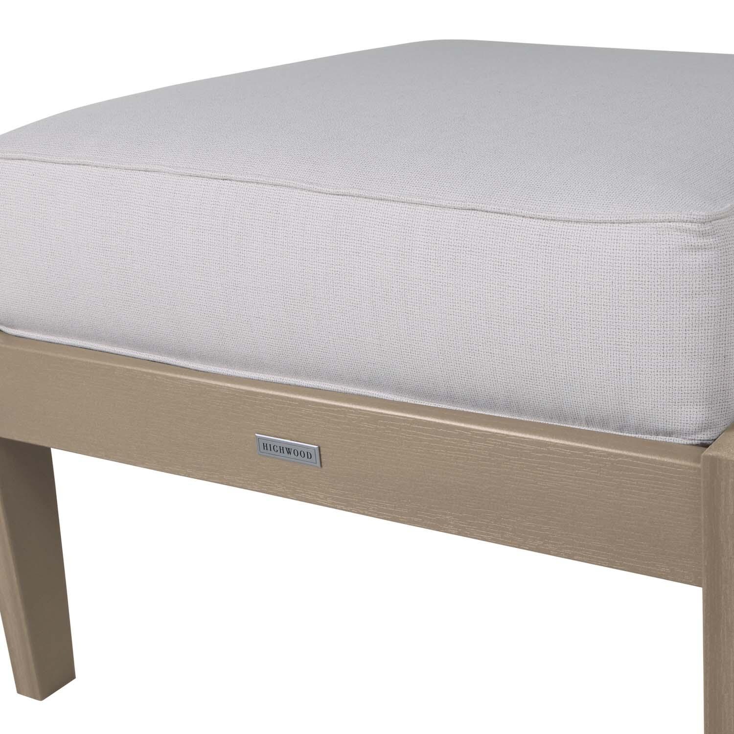 Blushing Bay Recycled Plastic Ottoman in Bliss Linen/Woodland Brown by Lakeview Outdoor Designs - Frame - Detail thumbnail
