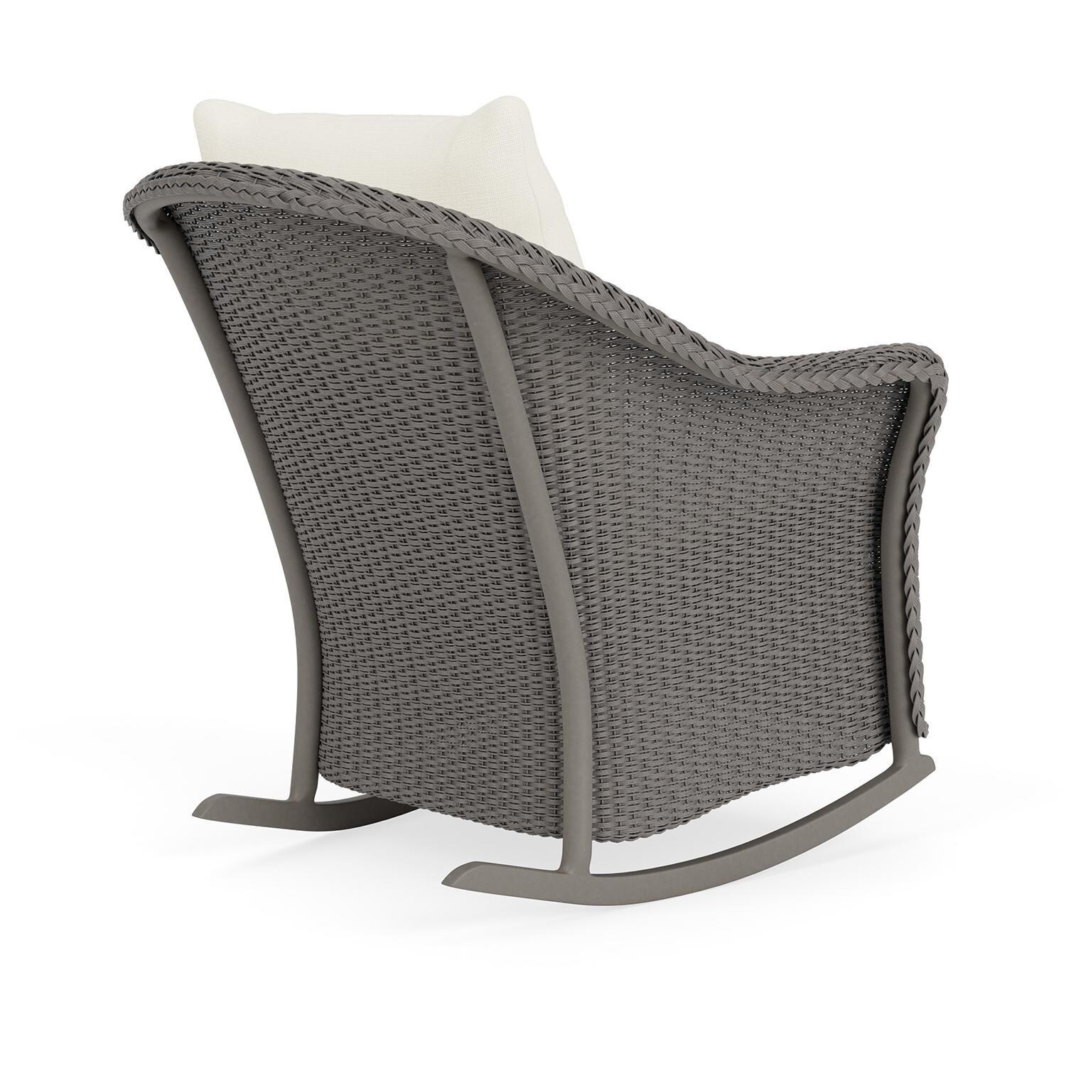 Lloyd Flanders Weekend Retreat Lounge Rocker in Pewter Finish W/ Sailcloth Salt Fabric - Back Right thumbnail