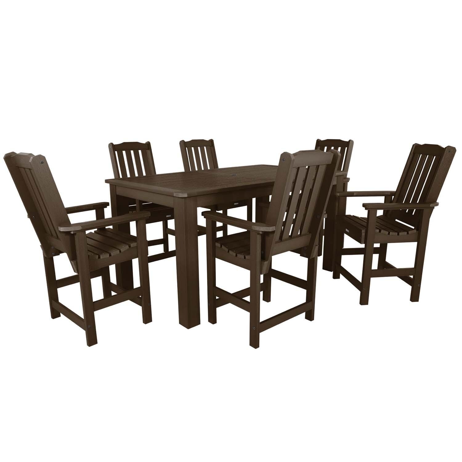 Hart Lane 7 Pc Rectangular Counter Height Dining Set in Weathered Acorn By Lakeview Outdoor Designs - White Background thumbnail