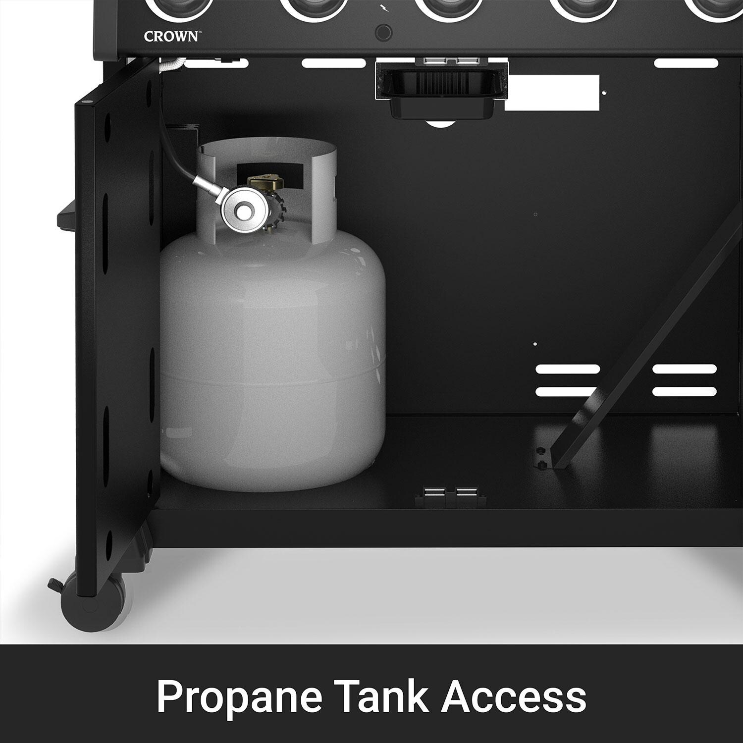 Broil King 866157 Crown 520 Shadow 5 Burner Natural Gas Grill - Black - Propane Tank Access - Detail thumbnail