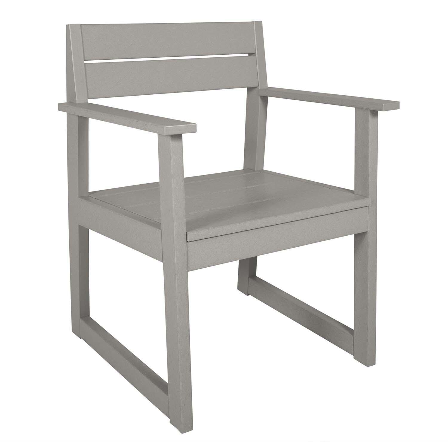 Hazel Cove Recycled Plastic Dining Arm Chair in Cove Gray by Lakeview Outdoor Designs - Left Angled - White Background thumbnail