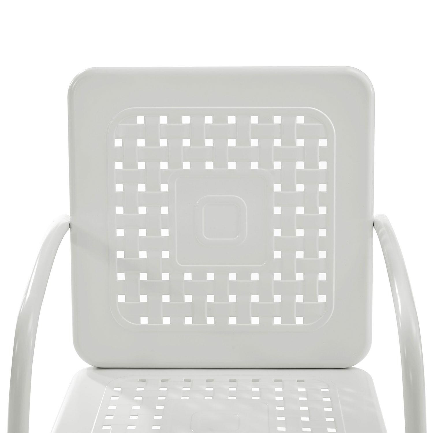 Ultimate Patio UP-32252WH 3Pc Retro Outdoor Chair Set in White Gloss W/ White Gloss Table - Back Rest - Detail thumbnail