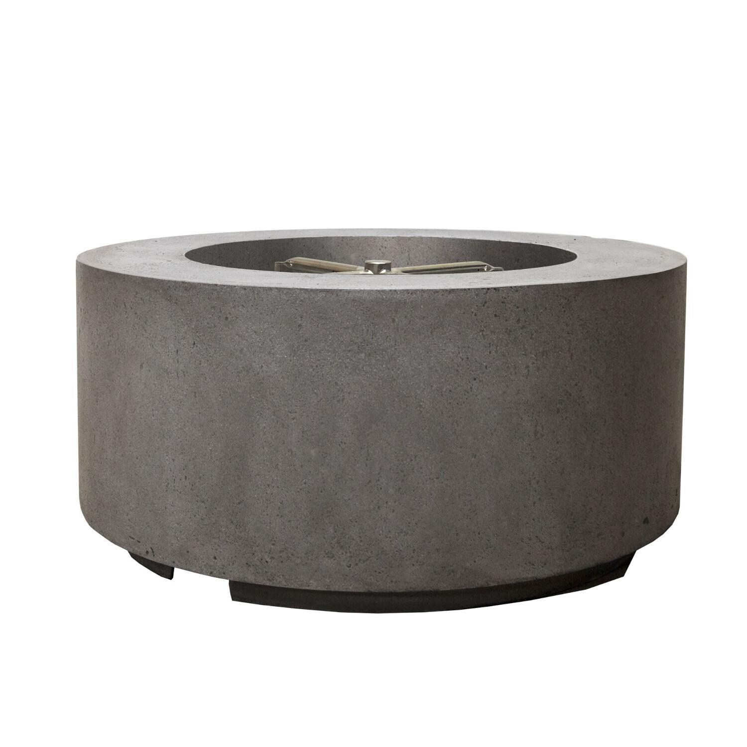 Cilindro 36-in Round GFRC Natural Gas Fire Pit in Pewter by Prism Hardscapes