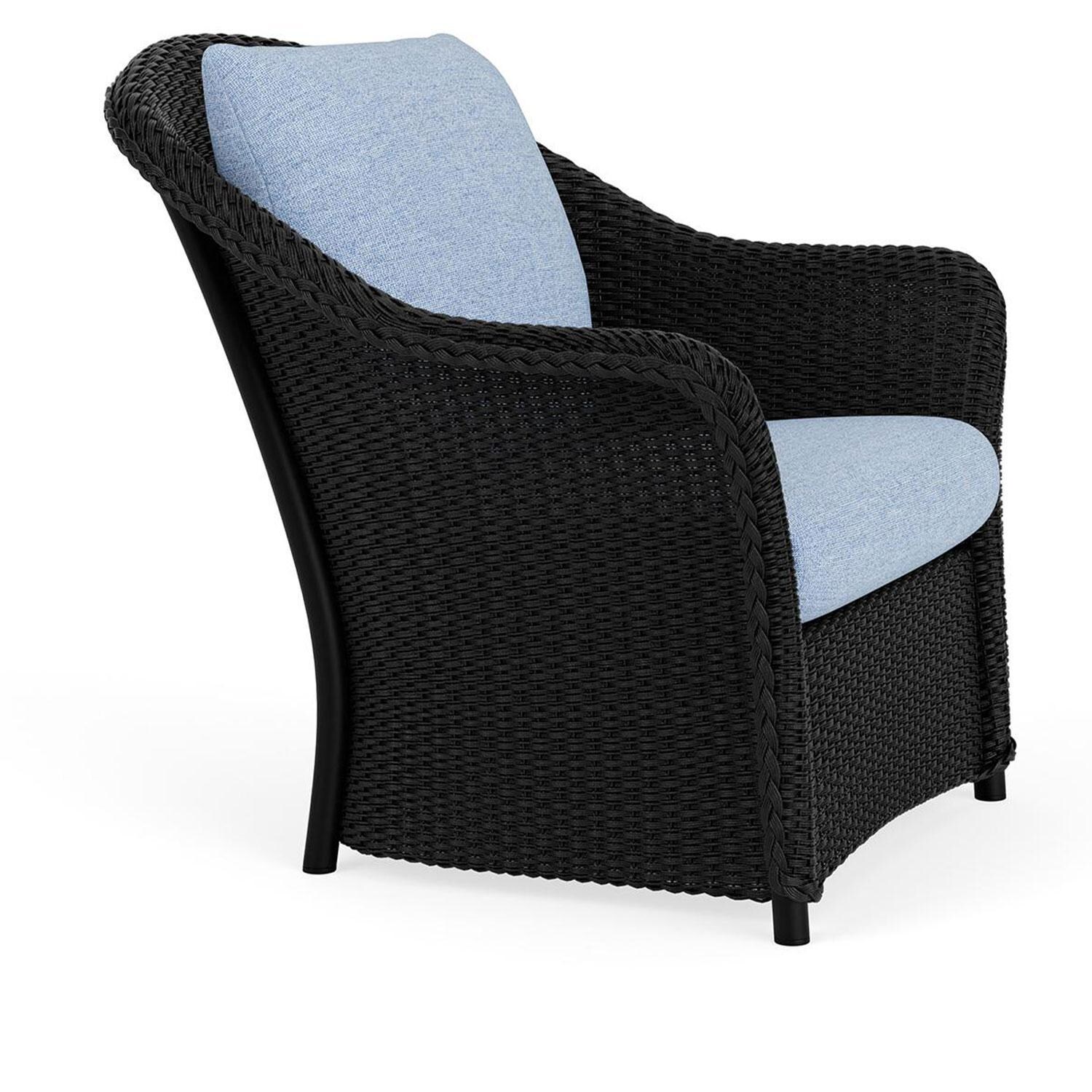 Lloyd Flanders Weekend Retreat Lounge Chair in Ebony Finish W/ Demo Skyway Fabric - Angled thumbnail
