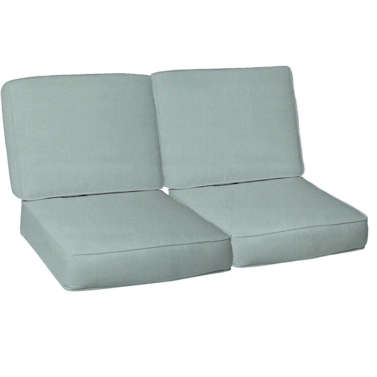 Sunbrella Canvas Spa 4 Piece Small Outdoor Replacement Loveseat Cushion Set W/ Piping By UltimatePatio.com thumbnail