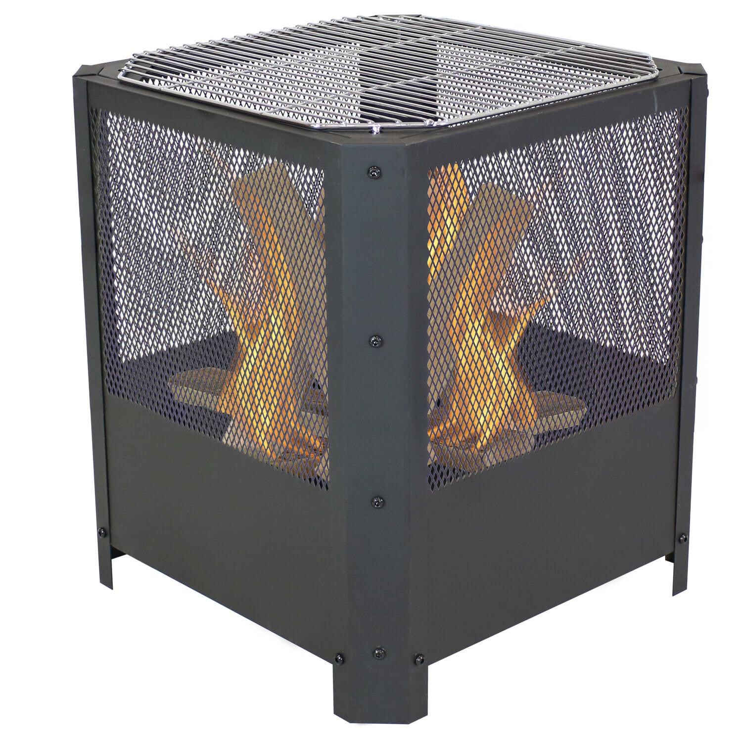 Ultimate Patio 17-Inch Steel Wood Burning Fire Pit - In Use thumbnail