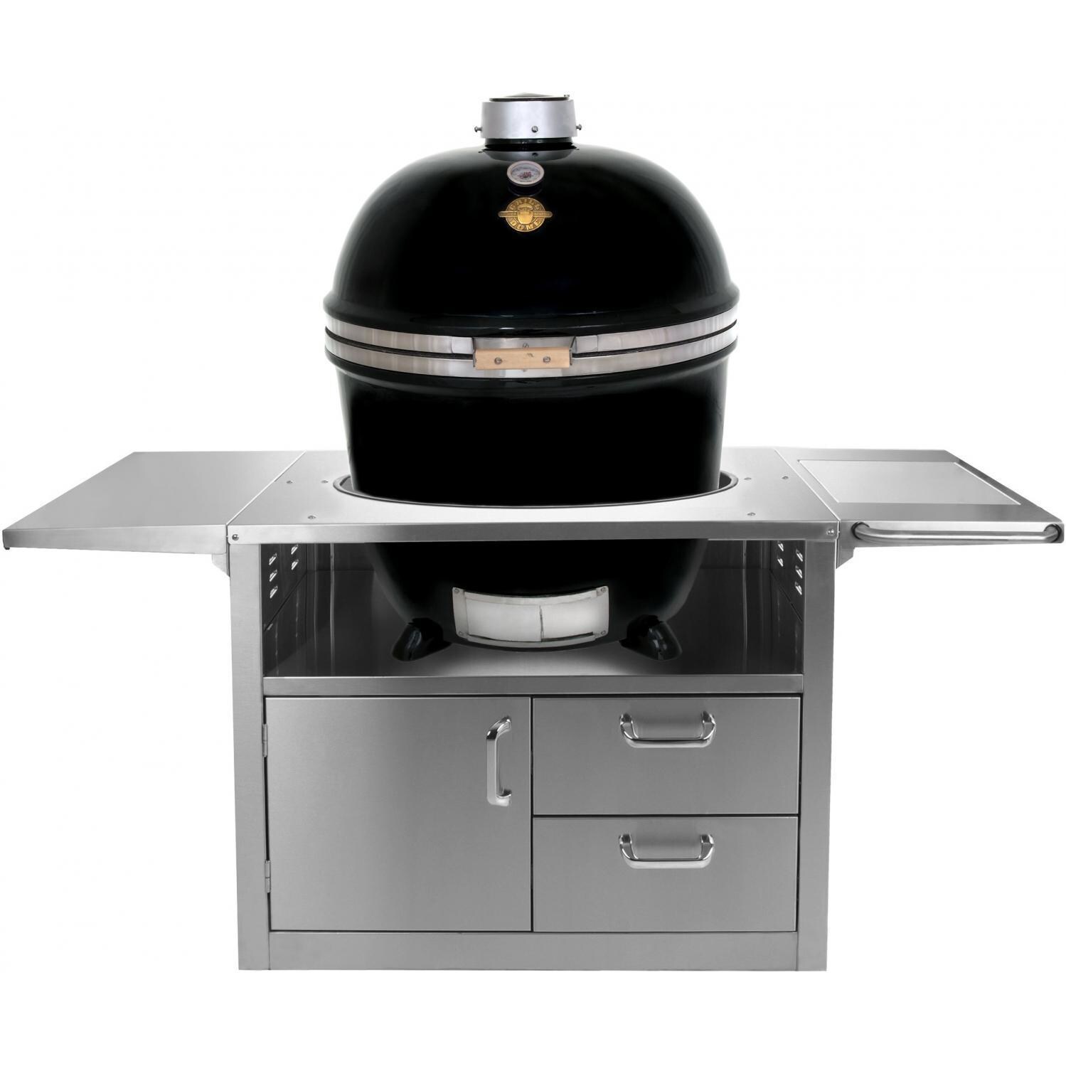 Grill Dome Infinity Series XL Kamado Grill On Stainless Steel Cart - Black