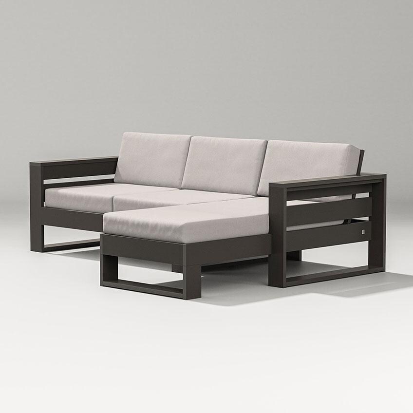 Latitude 3 Person Sectional Sofa w/ Right Chaise in Vintage Coffee/Dune Burlap By PW Designer Series - Display - White Background thumbnail