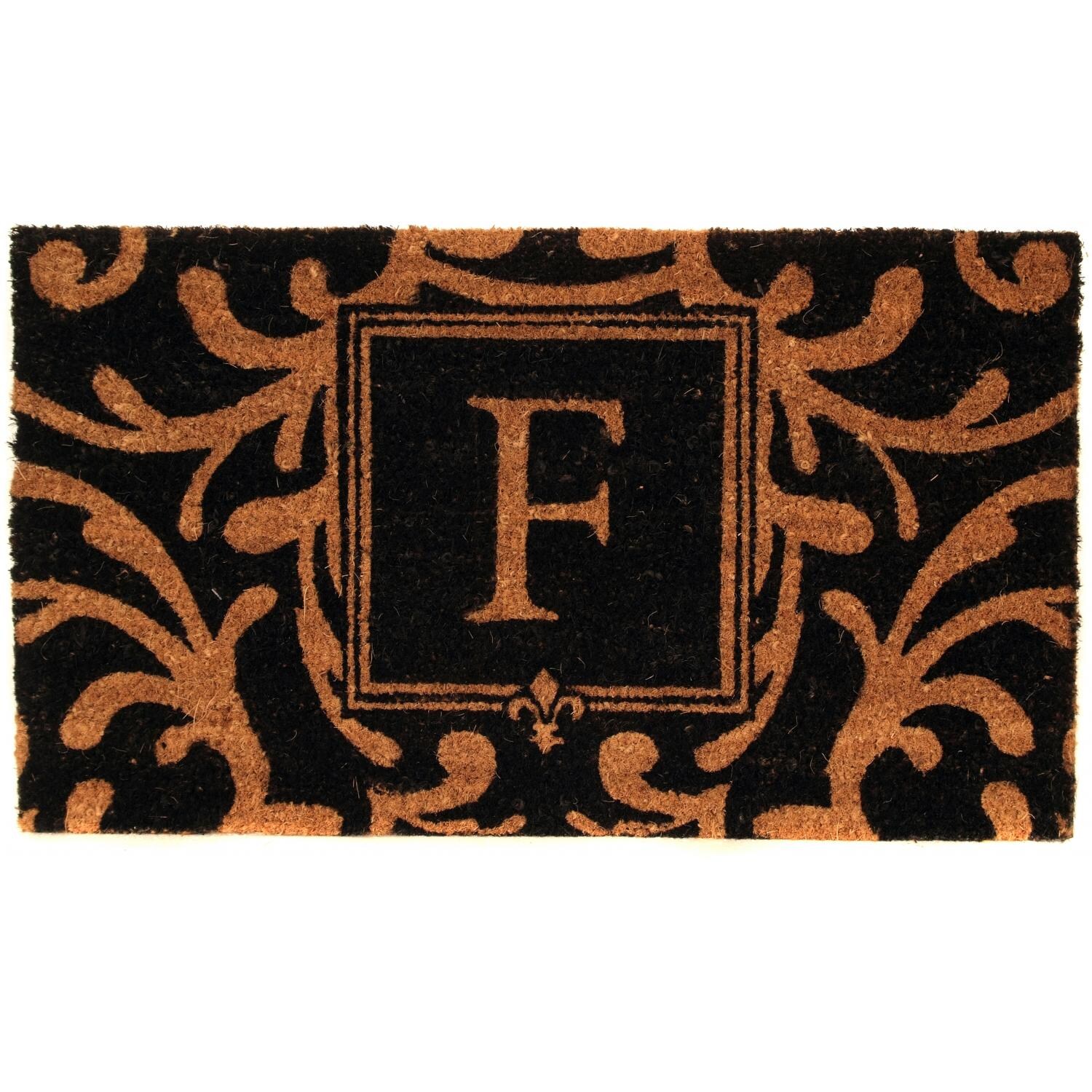 Evergreen Classic Block Monogram Coir Door Mat - Letter F thumbnail