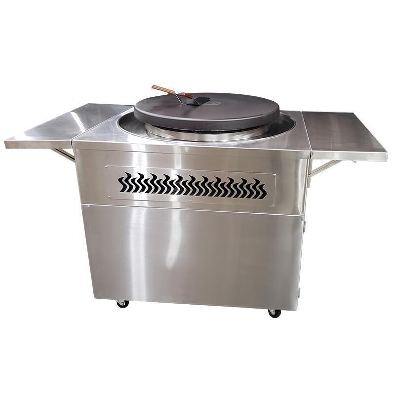 EVO 10-0055-LP Affinity 30G Flattop Propane Gas Grill On Stainless Steel Cart w/ Non-Stick Ceramic Clad Coating - Back View - White Background thumbnail
